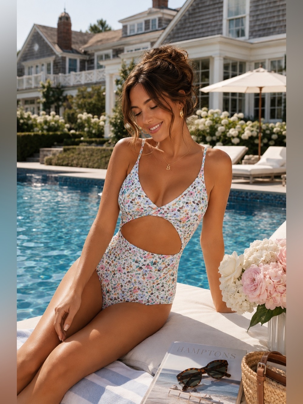 O'Neill | Ditzy White Floral Cutout One-Piece Swimsuit - Size XL